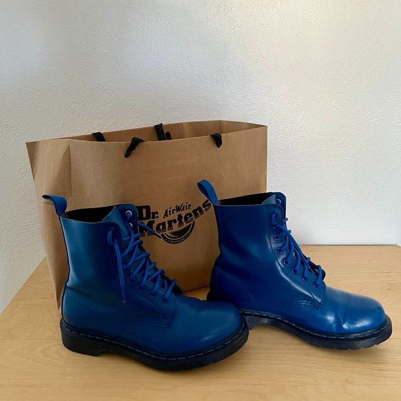 Dr. Martens Shoes - Dr.Martens MONO-Blue Smooth Leather 1460 Boots *RARE*